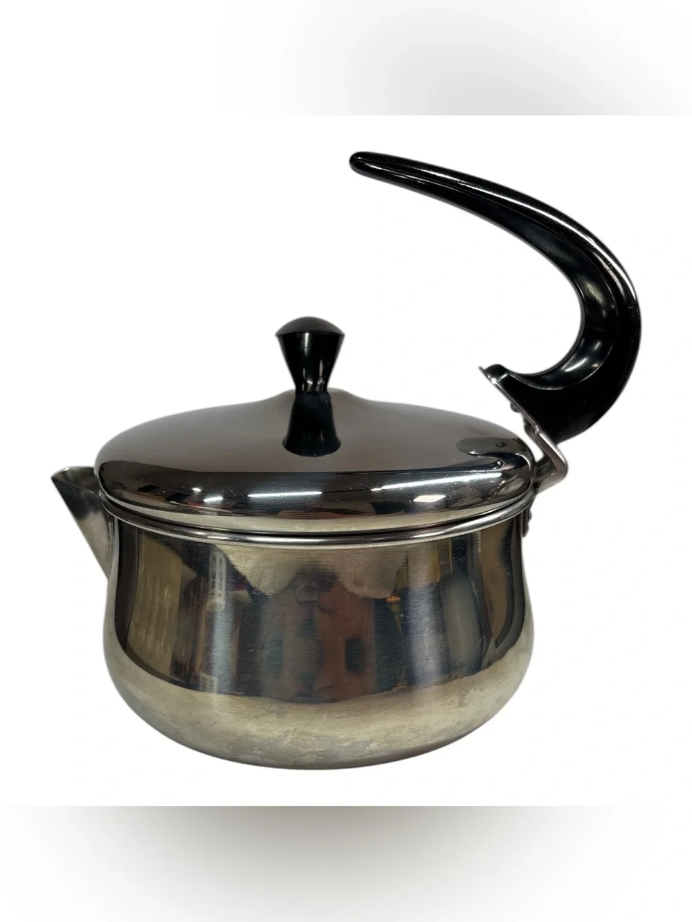 Farberware Swoop Handle Teapot Tea Pot Kettle 2qt 8 Cup #762 Mid Century Modern